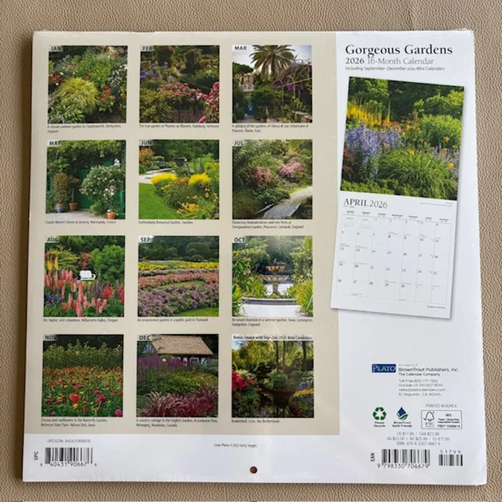 Gorgeous Gardens 2026 - 16 Month Wall Calendar - 12